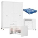 Ver imagem 1 de Quarto de Bebê 6 Portas Ternura Baby com Berço Americano Doce Sonho 100 Branco Brilho com Colchão