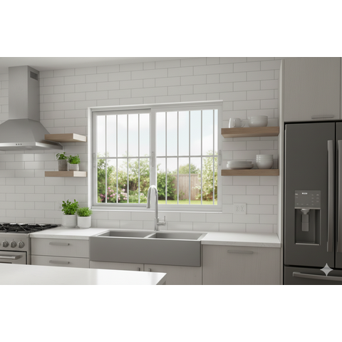 Janela 2 Folhas de Correr com Grade Alumínio Branco 100x100 Linha 25
