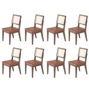 Ver imagem 1 de Kit de 8 Cadeiras de Madeira Maciça Estofada com Palhinha Saga - Natural C/ Pu Caramelo