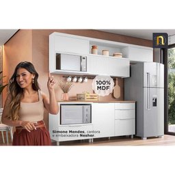 Cozinha Completa Rainha e Marquesa 5 Peças (2aéreos+2balcões+1paneleiro) C5p110 Nature/branco - - 4