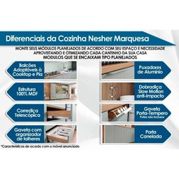 Cozinha Completa Rainha e Marquesa 5 Peças (2aéreos+2balcões+1paneleiro) C5p110 Nature/branco - - 2