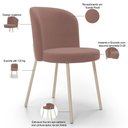 Ver imagem 4 de Kit 02 Cadeiras para Sala de Jantar Cozinha Estofada Gavi Arena L02 Suede Rosê - Lyam Decor