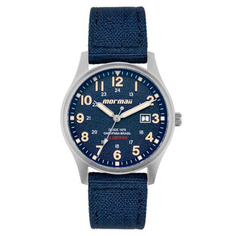 Relógio Mormaii Masculino Ref: MO2115BW/2A Steel Basic Aço Prateado/Azul