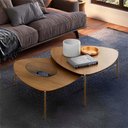 Ver imagem 1 de Conjunto de Mesas de Centro 89cm para Sala 100% Mdf Cor:louro com Dourado