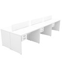 Ver imagem 2 de Estação de Trabalho 6 Lugares Mesa Escritório 140x60cm com Gaveteiro 2 Gavetas Flex - Branco