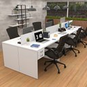 Ver mais imagens de Estação de Trabalho 6 Lugares Mesa Escritório 140x60cm com Gaveteiro 2 Gavetas Flex - Branco