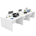 Ver imagem 4 de Estação de Trabalho 6 Lugares Mesa Escritório 140x60cm com Gaveteiro 2 Gavetas Flex - Branco