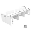 Ver imagem 6 de Estação de Trabalho 6 Lugares Mesa Escritório 140x60cm com Gaveteiro 2 Gavetas Flex - Branco