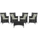 Ver imagem 1 de 4 Poltronas e 1 Mesa Igapó em Alumínio Pintura Preta Corda Náutica Estofado 3