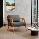 Ver imagem 2 de Kit 3 Poltrona Decorativa para Sala Pietra Estrutura de Madeira L02 Linho Cinza Escuro - Lyam