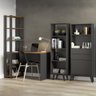 Kit Escritório Mesa Escrivaninha Estante Armário Prateleira Bacco MDP Carvalho Cinza - MENU - 1