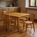 Ver imagem 1 de Conjunto Mesa de Jantar 80x80 Cm com 4 Cadeiras Madri, em Madeira Maciça, Acabamento Envernizado