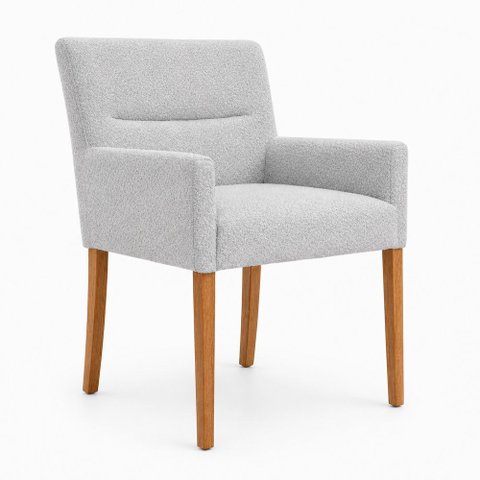 Poltrona Lykke Base Madeira Bouclé Cinza - Sallar Home