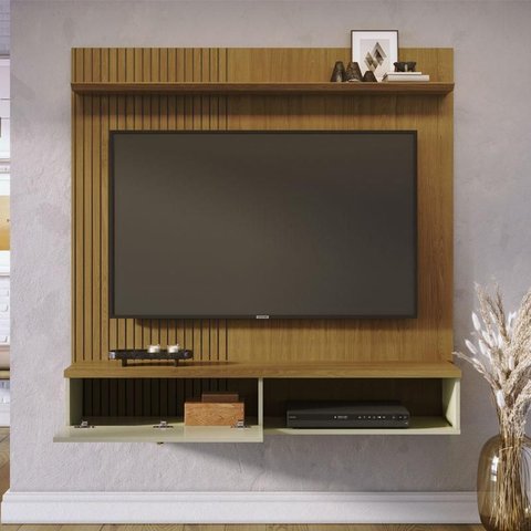 Estante Home Theater Suspenso Íris Ambiente Cumaru Opala - Madetec