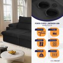 Ver imagem 4 de Sofá Retrátil Tesla 3,10m Usb e Porta Copo Suede