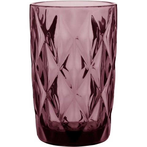 Copo Long Drink 13x8x8cm 370ml Vidro Rosa 6pç