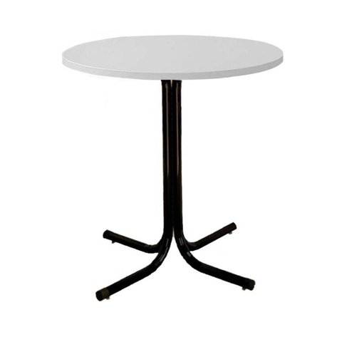 Mesa de Jantar Redonda 80cm Preta Tampo Madeira Branco