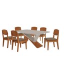 Ver imagem 1 de Mesa de Jantar Yasmin 180cm Tampo Mdf Vidro Canto Copo com 6 Cadeiras Copper