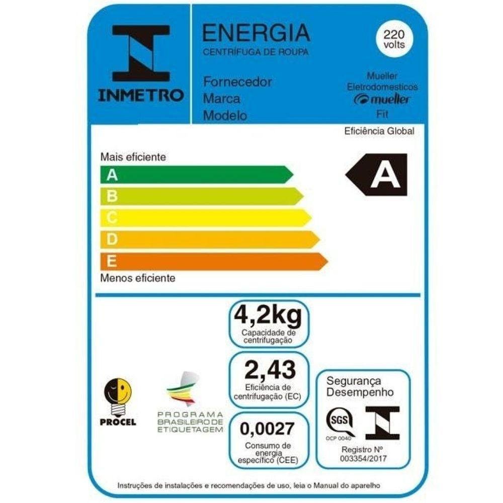 Centrífuga de Roupas Mueller Fit 12,6kg de Roupa Molhada Branca - 220v - 7