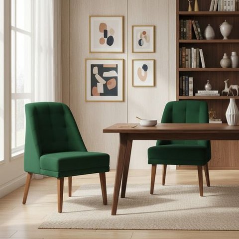 Kit 2 Cadeiras de Jantar Paris Suede Verde Suede Verde