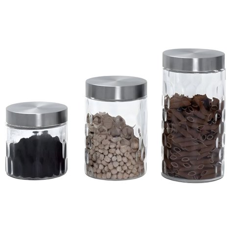 Kit 3 Potes de Vidro com Tampa Inox – Organização e Estilo
