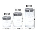 Ver imagem 3 de Kit 3 Potes de Vidro com Tampa Inox – Organização e Estilo