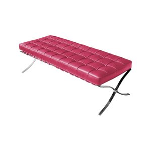 Banco Barcelona Couro Sintético Rosa Base Cromada