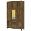 Ver imagem 2 de Guarda-Roupa Solteiro Paris 8 Portas 3 Gavetas com Espelho Castanho 365 - Lanes
