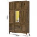 Ver imagem 4 de Guarda-Roupa Solteiro Paris 8 Portas 3 Gavetas com Espelho Castanho 365 - Lanes