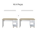 Ver imagem 2 de Kit Home Office Escritório Completo 2 Escrivaninhas 2 Prateleiras Artany Olmo/Branco