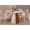 Ver imagem 1 de Sala de Jantar Completa Fler Tampo Madeirado C/ Vidro 90x90cm e 4 Cadeiras Zoe Freijo/off White -