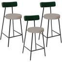 Ver imagem 1 de Kit 03 Banquetas Baixa Cozinha e Sala Jantar Bancada Milão L02 Facto Verde Linho Bege - lyam decor L