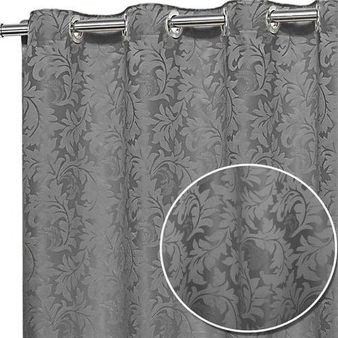cortina sala quarto tecido jacquard cinza semi blackout 4,00x2,50