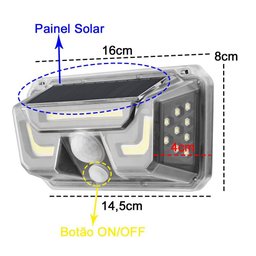 Luminaria Solar Spot Sensor Movimento Led Branco Frio - 4