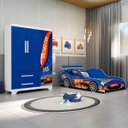 Ver imagem 3 de Conjunto Quarto Carro Infantil Cama e Guarda Roupas Meninos:Azul
