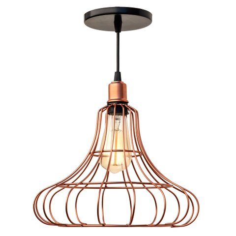 Kit 2 Pendente Aramado Poptem Masterchef Pequeno cobre luminária 30cm sala