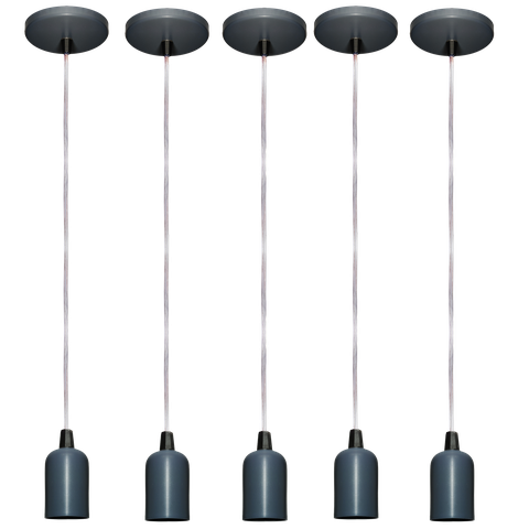 Kit 05 Pendente Moderno Modelo Clean Cinza Todos Ambientes