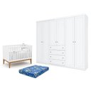 Ver imagem 1 de Berço Americano Unique Branco Soft Eco Wood - Matic e Guarda Roupa Casal Americano 6 Portas Branco H