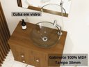 Ver imagem 6 de Kit Armário MDF para Banheiro Completo Luna 60 com Espelho e Cuba vidro:Freijó