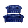 Conjunto Luís XV Chesterfield Sofá 2 e 3 Lugares Decoração Sala Recepção - Couríssimo Azul - 1