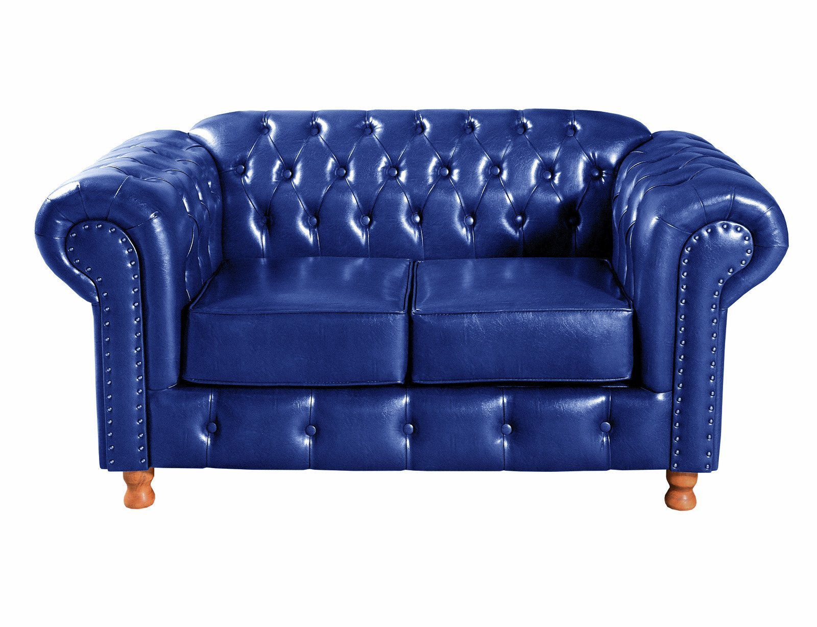 Conjunto Luís XV Chesterfield Sofá 2 e 3 Lugares Decoração Sala Recepção - Couríssimo Azul - 4