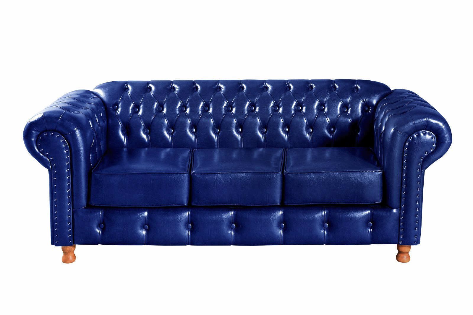 Conjunto Luís XV Chesterfield Sofá 2 e 3 Lugares Decoração Sala Recepção - Couríssimo Azul - 2