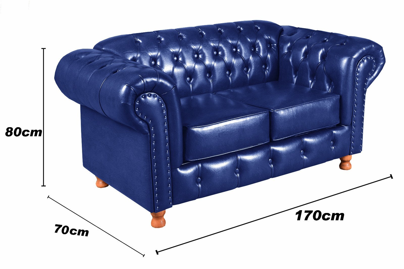 Conjunto Luís XV Chesterfield Sofá 2 e 3 Lugares Decoração Sala Recepção - Couríssimo Azul - 5