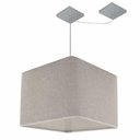 Ver imagem 1 de Lustre Pendente Quadrado com Desvio Md-4268 Cúpula em Tecido 30/35x35cm Rustico Cinza - Bivolt