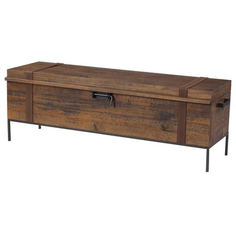 Bau Ruben Cor Rustic Brown com Pes em Aco Grafite 148cm - 55658