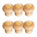 Ver imagem 1 de Kit 6 Puxador Tampa Vidro e Ferro Pomel Madeira e Parafuso