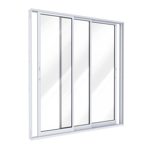Porta de Alumínio de Correr Lateral 3 Folhas 215x150cm Lucasa Ideale Branco