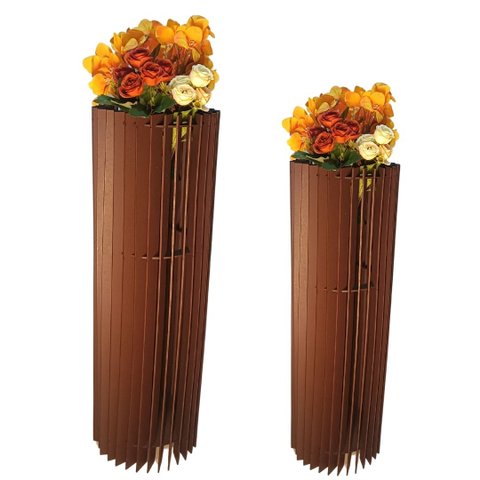 Vaso de Chão Decorativo Grande Torre -:marrom/kit com 2 - 70x20cm e 60x20cm