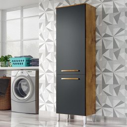 Armario Lavanderia Rebeca 2 Portas 1,96m Pés Reguláveis Castanho/onix - 1