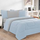 Ver imagem 1 de Kit Edredom + Jogo de Lençol Malha 100% Algodão Gran Moratta 5 Peças Solteiro - Azul Bebê-cinza